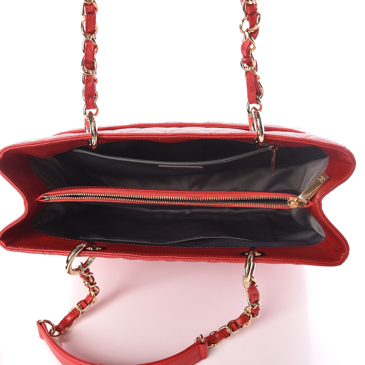 Chanel Caviar Quilted Grand Shopping Tote GST Red 5 of 11