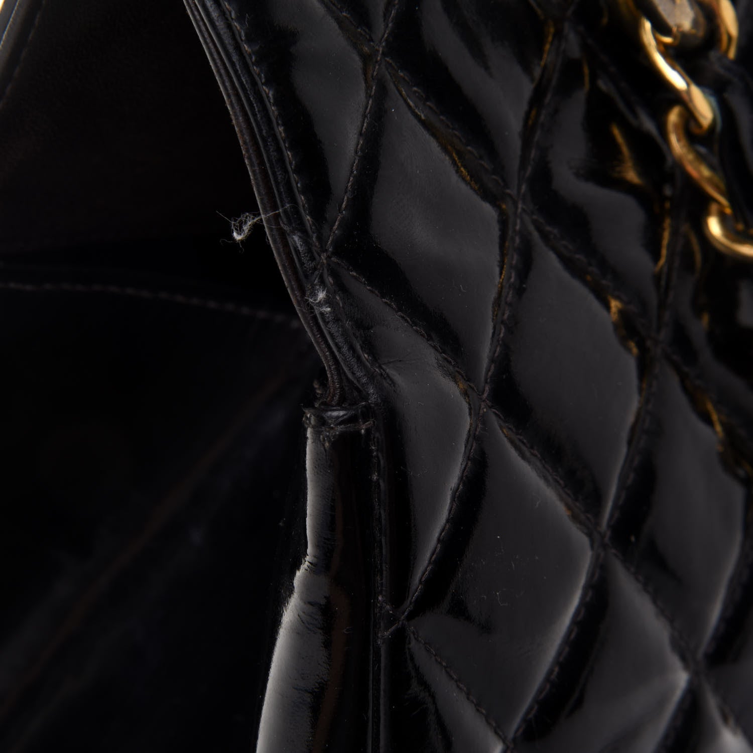 Chanel Patent Quilted Grand Shopping Tote GST Black 9 of 10
