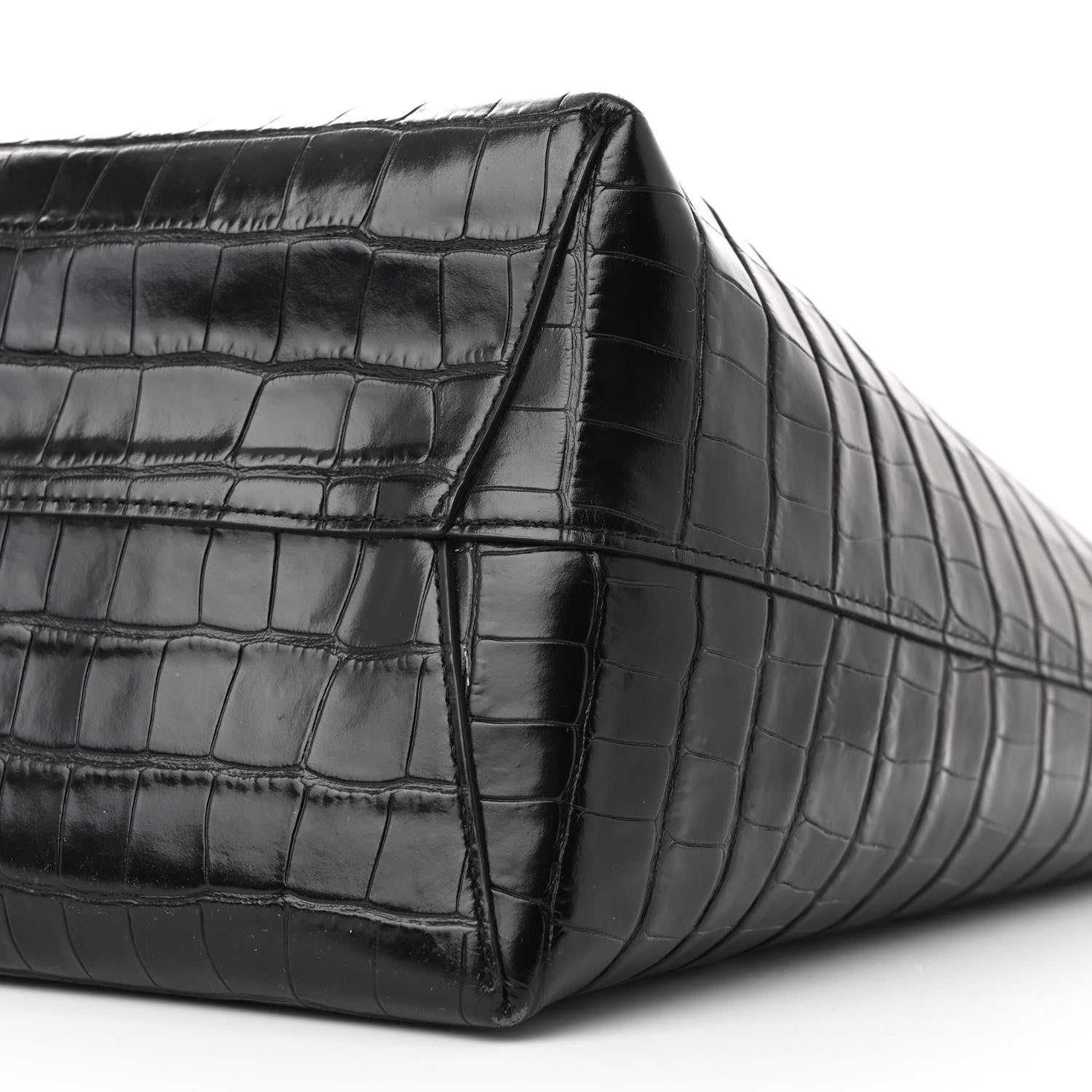 Mansur Gavriel Calfskin Crocodile Embossed Large Shopping Tote Black 11 of 12