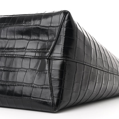 Mansur Gavriel Calfskin Crocodile Embossed Large Shopping Tote Black 11 of 12