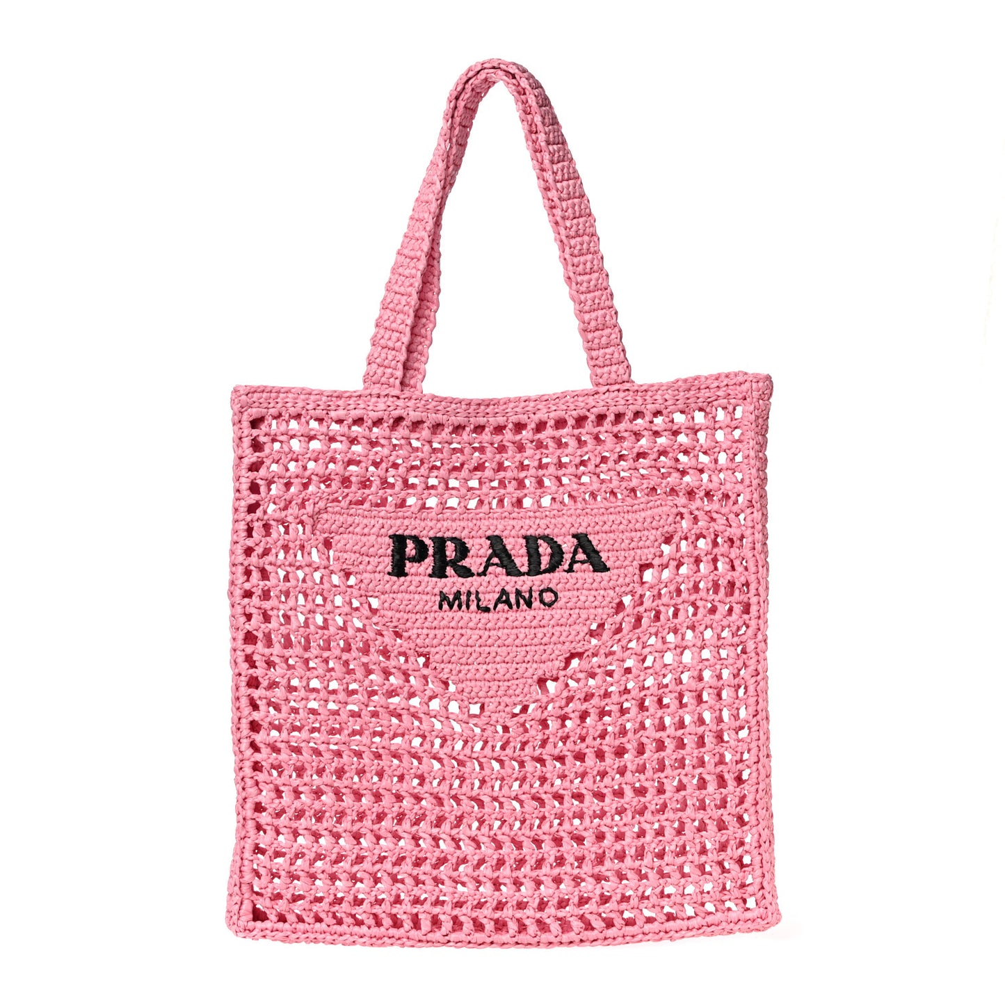 Yarn Raffia Effect Crochet Logo Embroidered Tote Bag Petalo