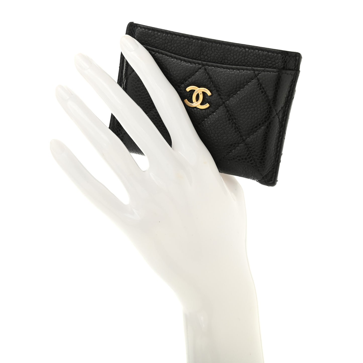 Caviar Quilted Card Holder Black