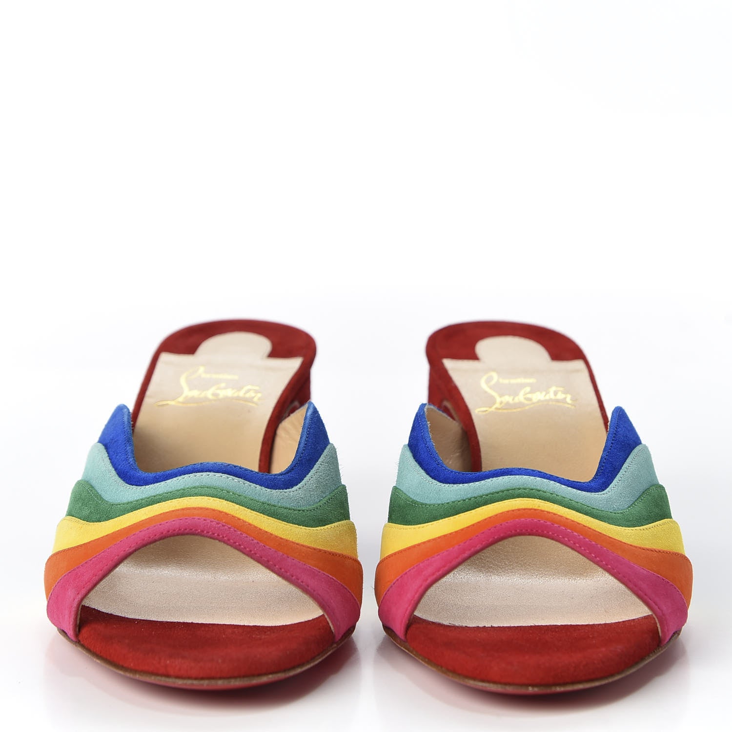 Christian Louboutin Veau Velours Rainbow Degradouce 55 Slide Sandals 36.5 Multicolor 2 of 8