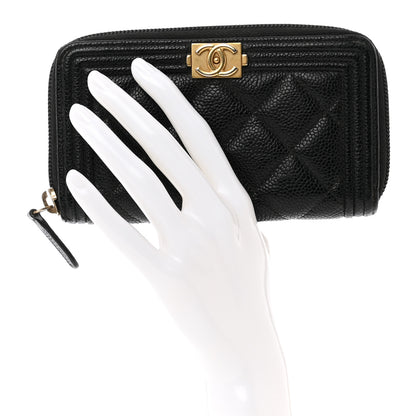 Chanel Caviar Quilted Small Boy Zip Around Wallet Black 2 of 9