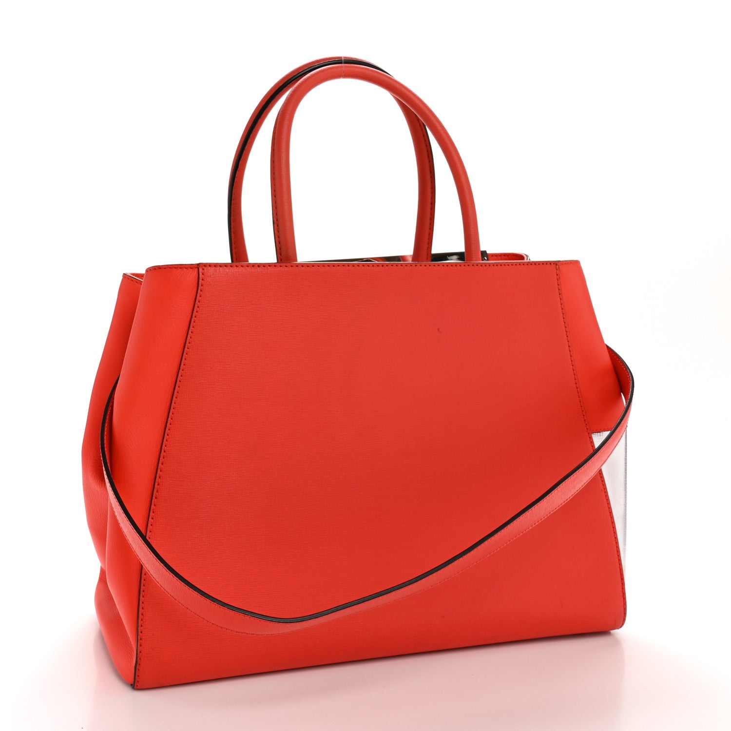 Fendi Vitello Elite Regular 2Jours Tote Papavero Silver 3 of 14