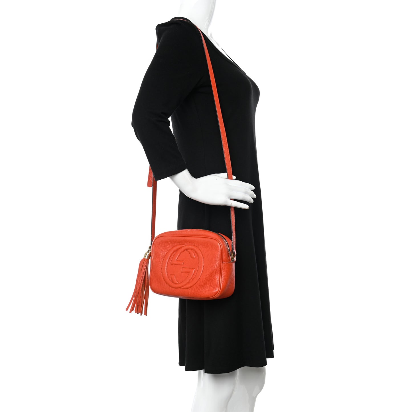 Pebbled Calfskin Small Soho Disco Bag Sun Orange