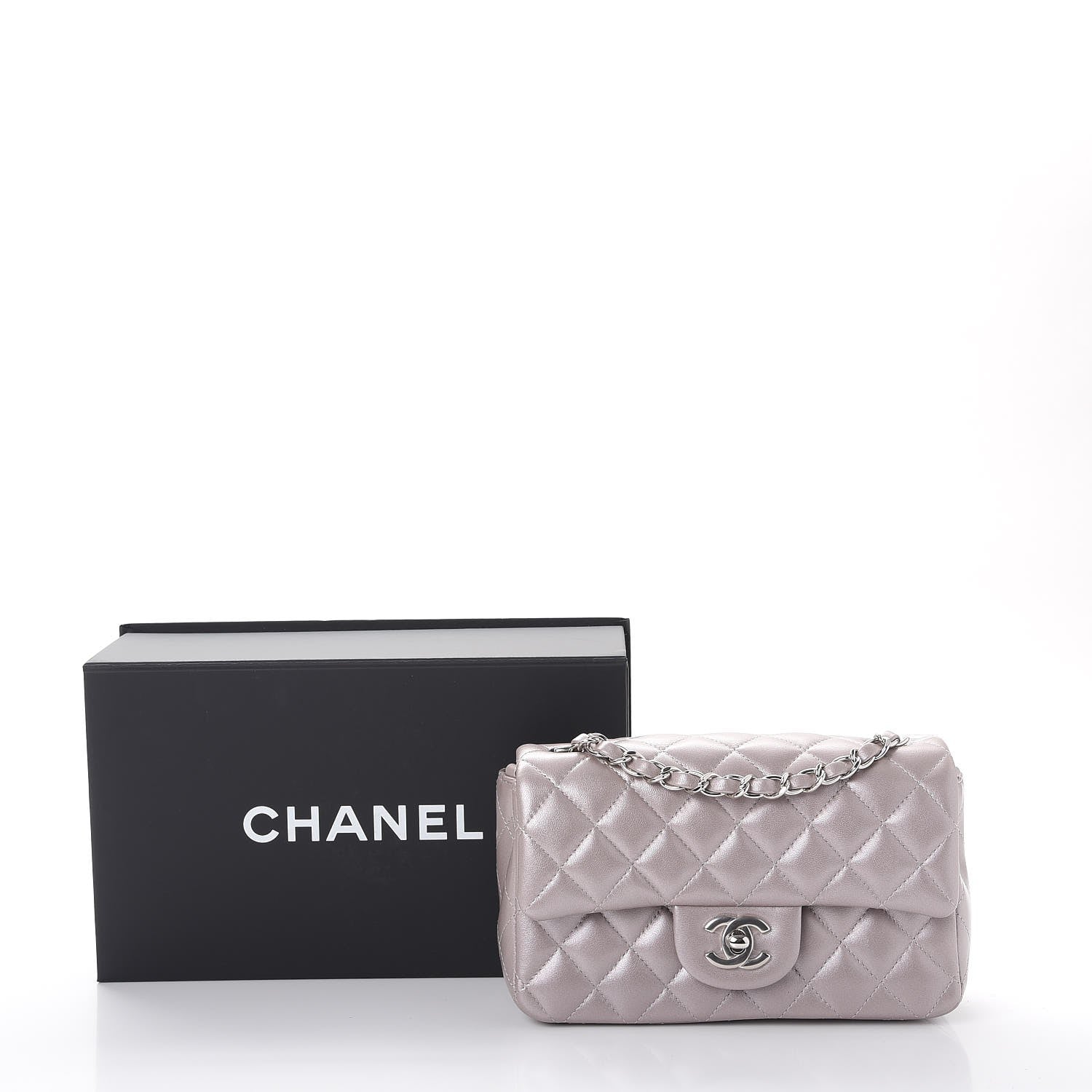 Chanel Metallic Lambskin Quilted Mini Rectangular Flap Silver 8 of 8