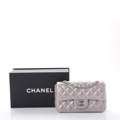 Chanel Metallic Lambskin Quilted Mini Rectangular Flap Silver 8 of 8