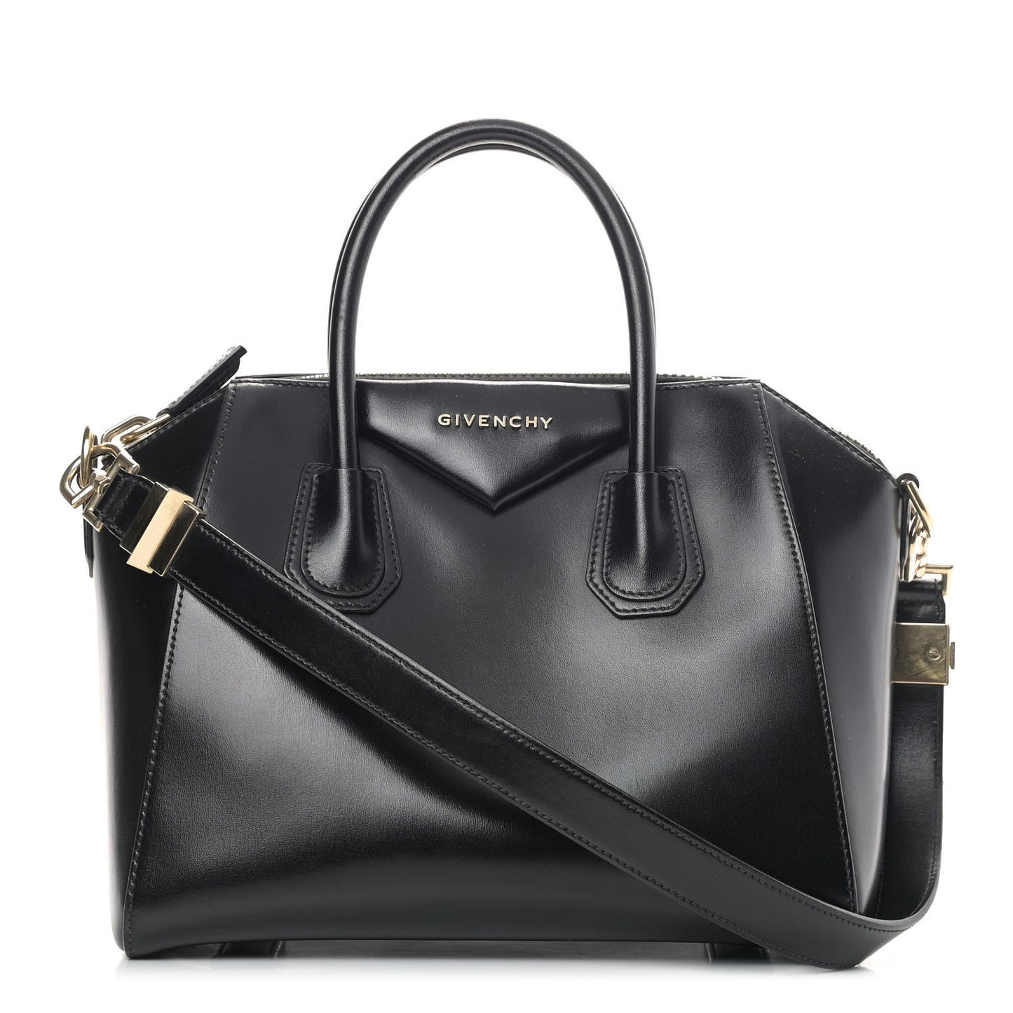 Shiny Lord Calfskin Small Antigona Black