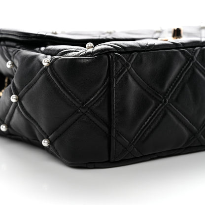 Chanel Lambskin Quilted Pearl Studded Flap Black 9 of 12