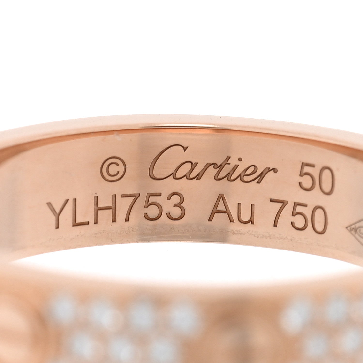 Cartier 18K Pink Gold Diamond 4mm LOVE Wedding Paved Band Ring 50 5.25 4 of 5