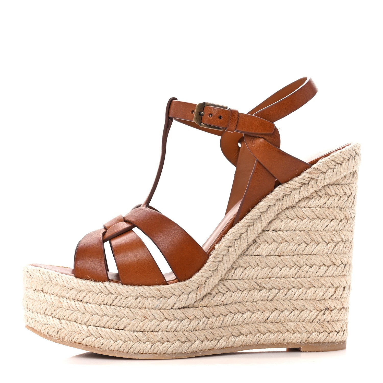 Saint Laurent Calfskin Espadrille 85 Platform Wedge Sandals 36 Aube 1 of 10