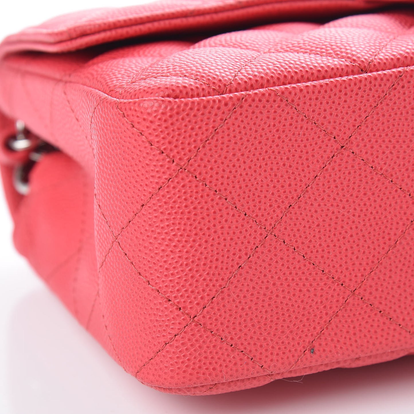 Caviar Quilted Mini Rectangular Flap Light Red