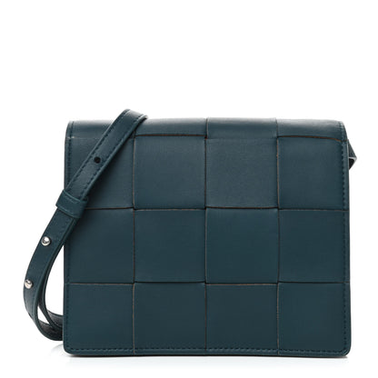 Bottega Veneta Lambskin Maxi Intrecciato Mini Cassette Crossbody Bag Petrol Blue 1 of 4