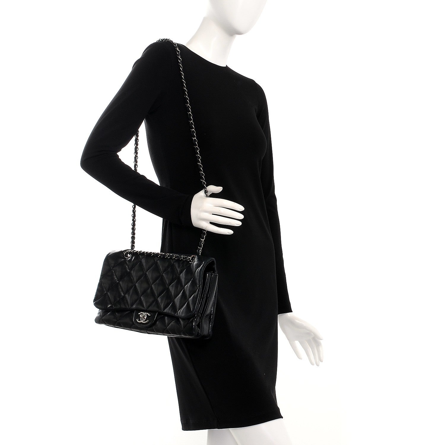 Chanel Lambskin Quilted Maxi 3 Flap Black 2 of 16