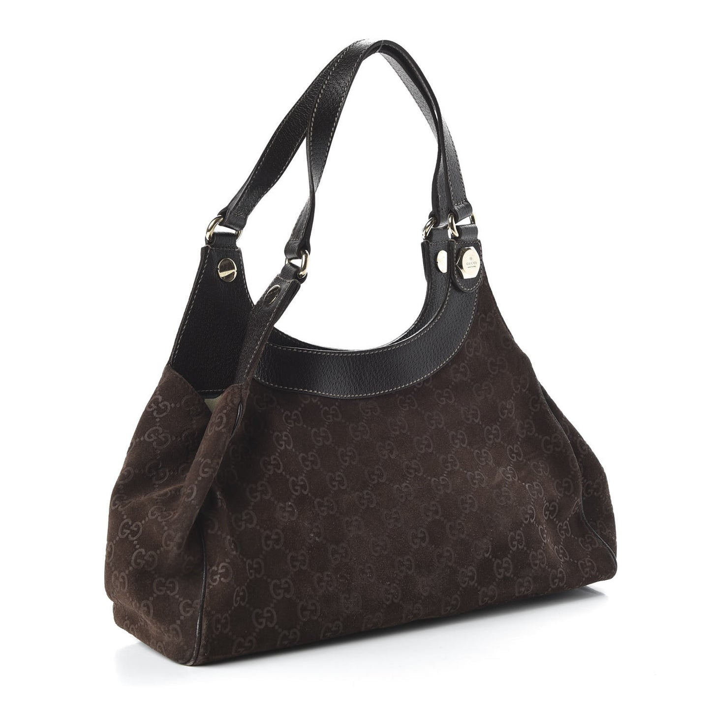 Monogram Suede Medium Charmy Shoulder Bag Dark Brown