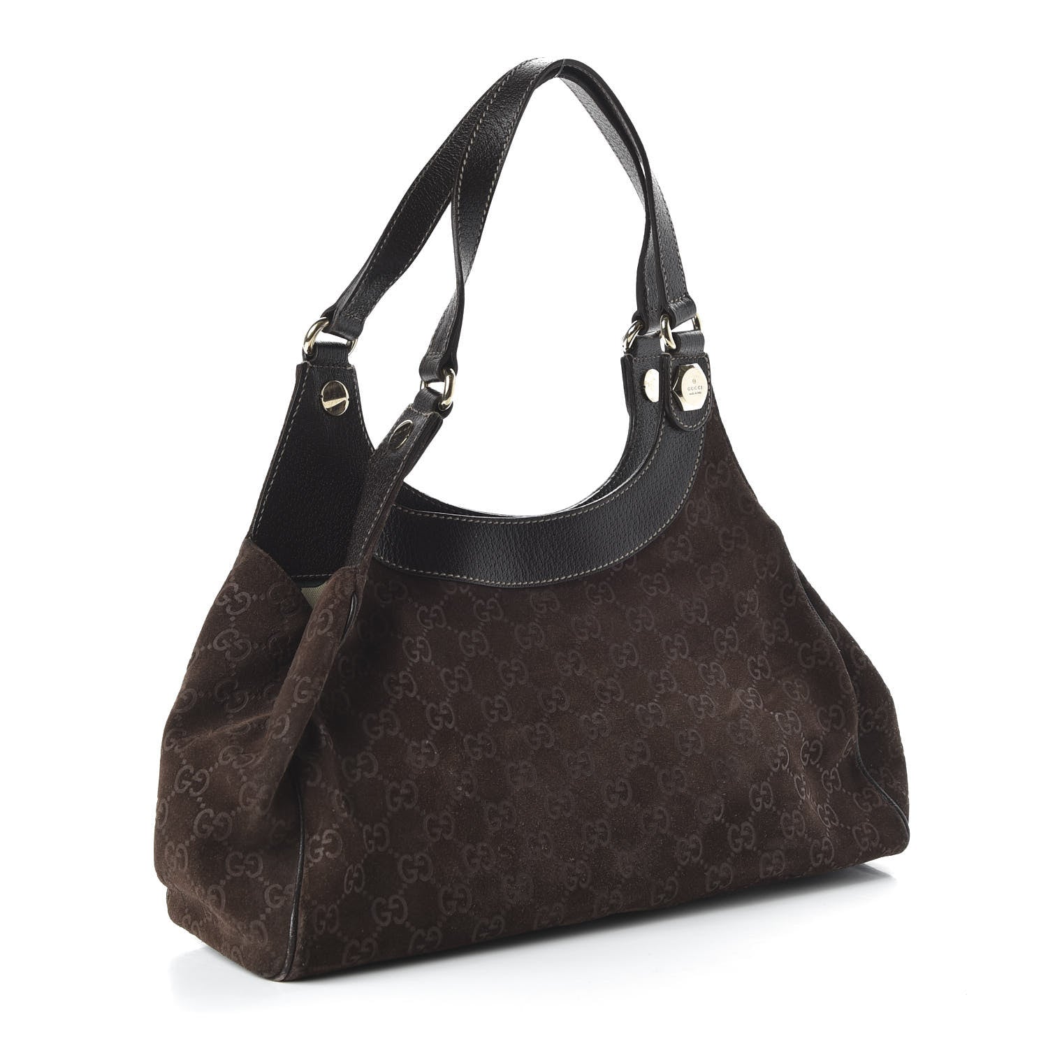Gucci Monogram Suede Medium Charmy Shoulder Bag Dark Brown 3 of 10