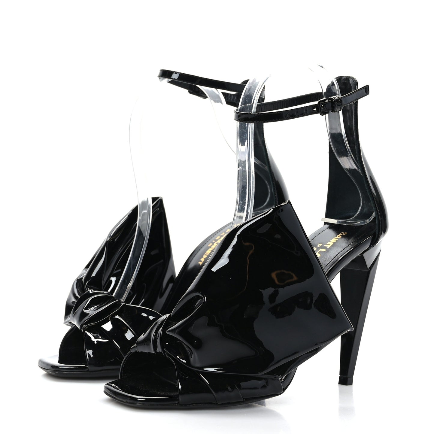 Patent Calfskin Freja 105 Bow Sandals 36 Black