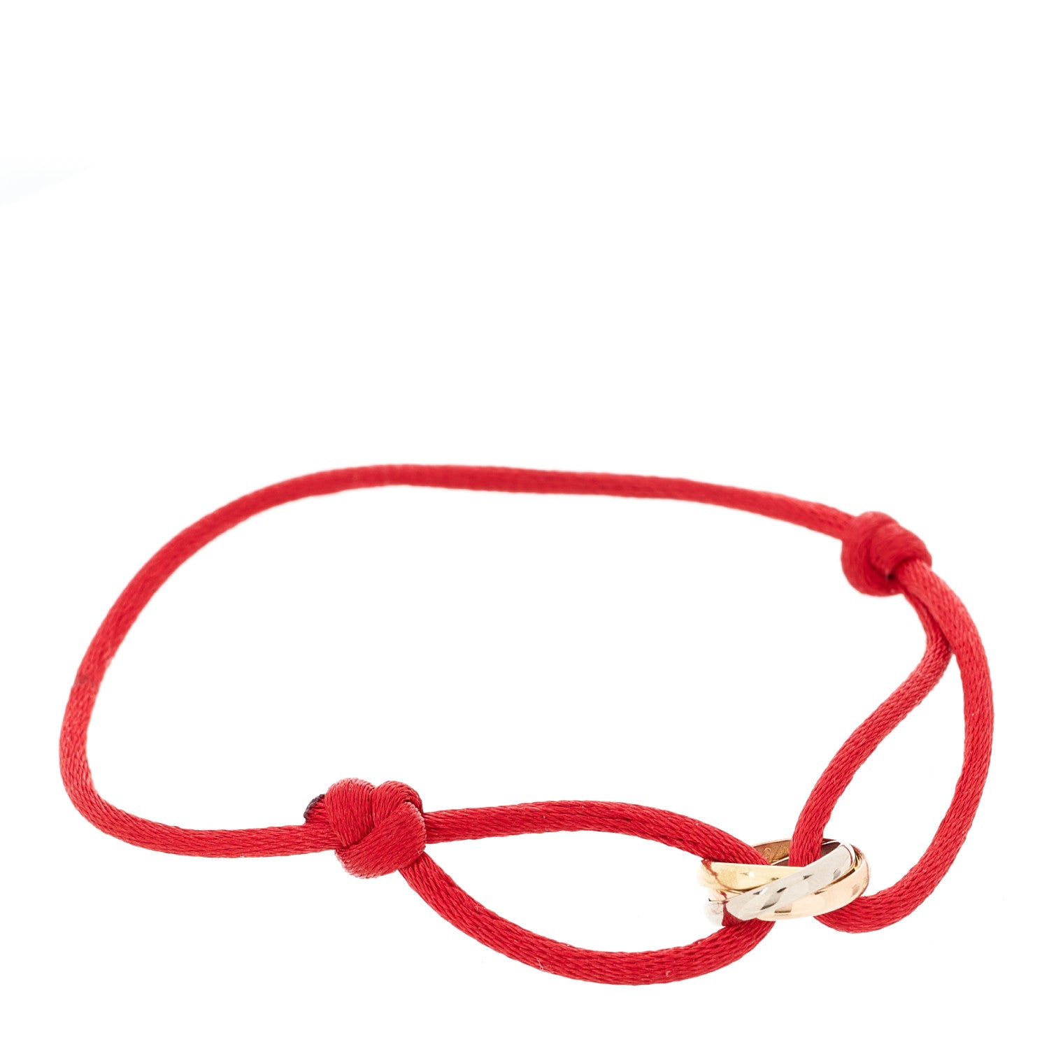 Cartier 18K Pink Yellow White Gold Trinity Cord Bracelet Red 1 of 6