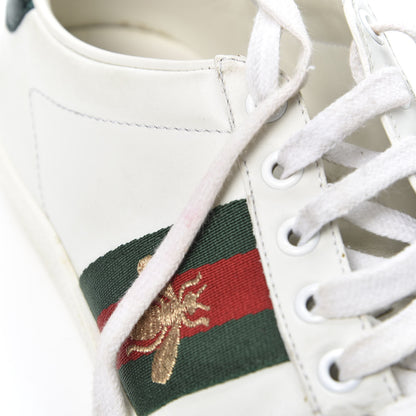 Gucci Calfskin Ayers Bee Embroidered Womens Ace Sneakers 37 White Green 11 of 11