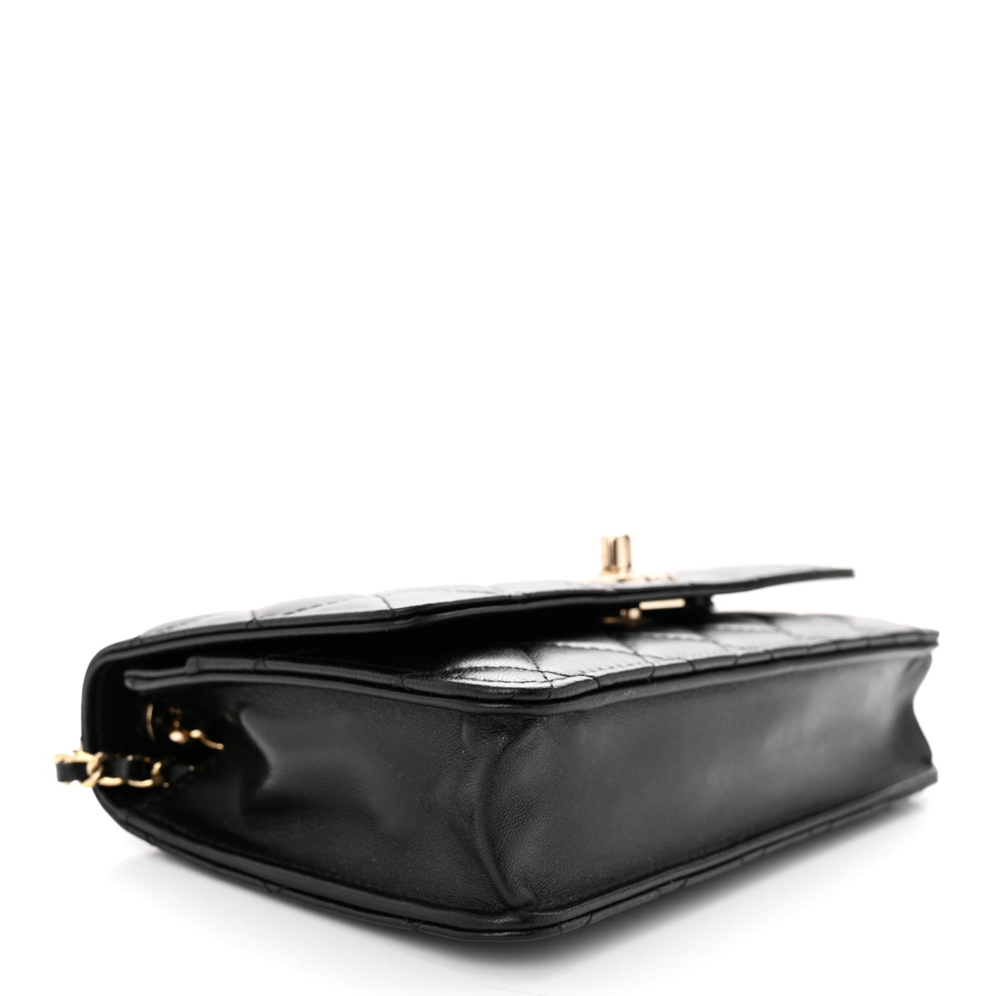 Lambskin Quilted Trendy CC Wallet On Chain WOC Black