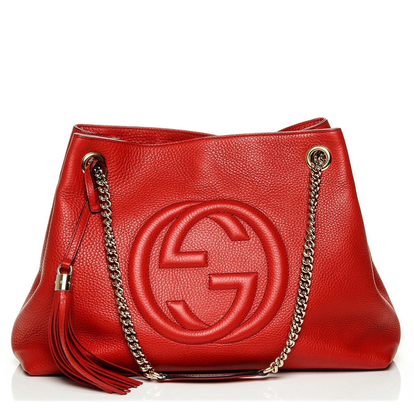 Pebbled Calfskin Medium Soho Chain Shoulder Bag Tabasco Red