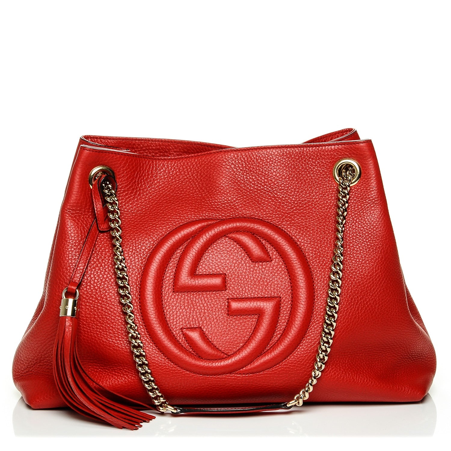 Gucci Pebbled Calfskin Medium Soho Chain Shoulder Bag Tabasco Red 1 of 6