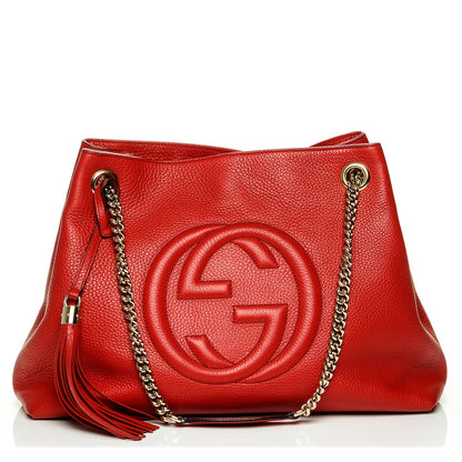 Gucci Pebbled Calfskin Medium Soho Chain Shoulder Bag Tabasco Red 1 of 6