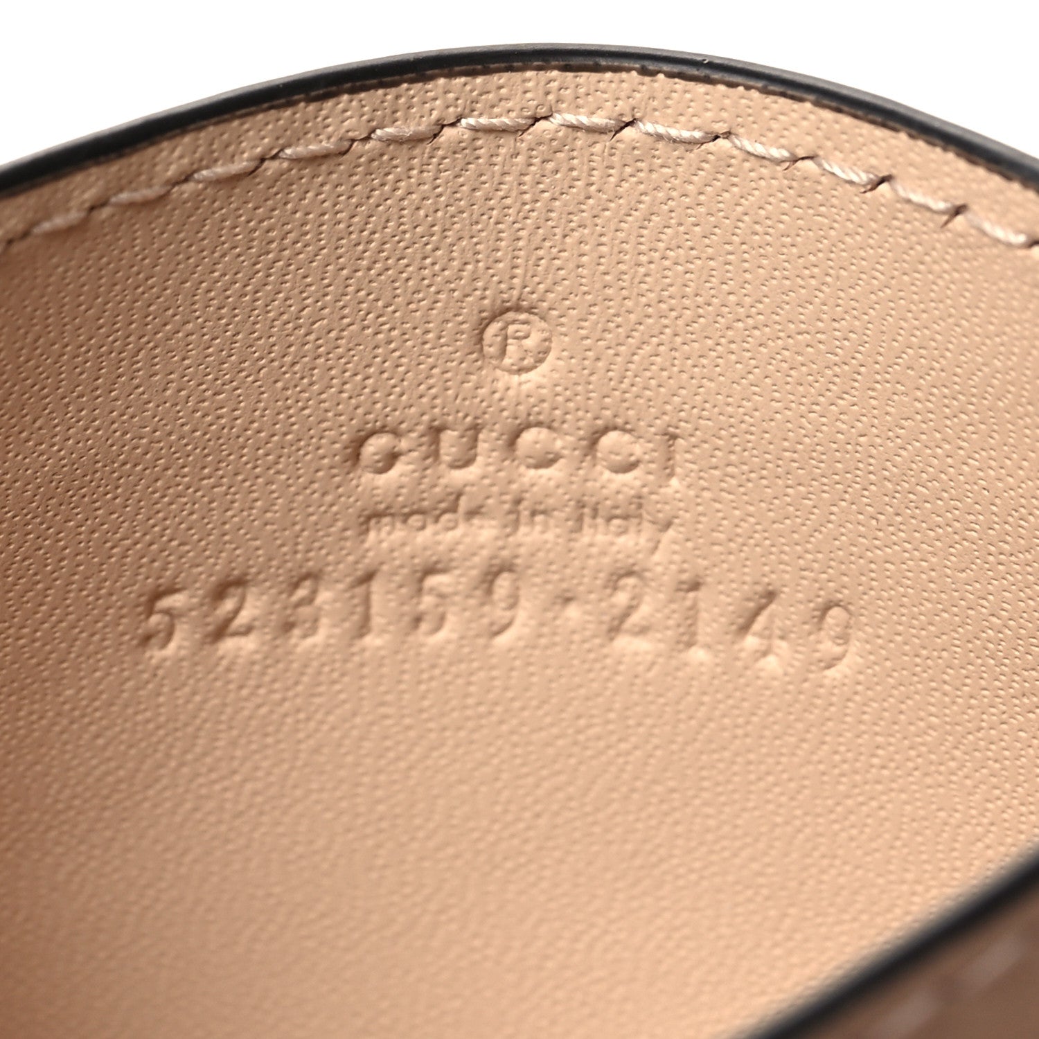 Gucci Monogram Textured Dollar Calfskin Ophidia Card Holder Light Beige Denim 6 of 7