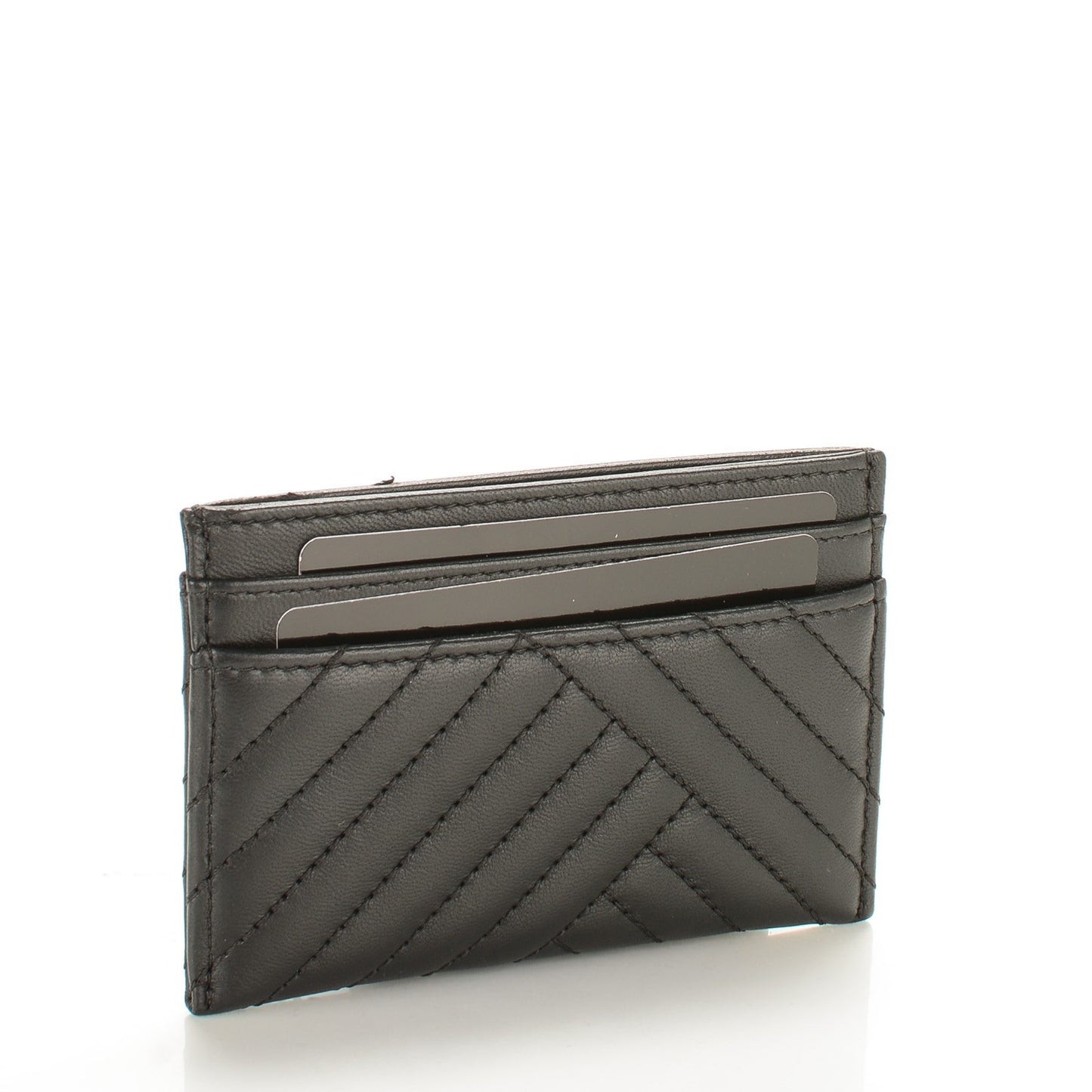 Lambskin Quilted CC Crossing Card Holder Black