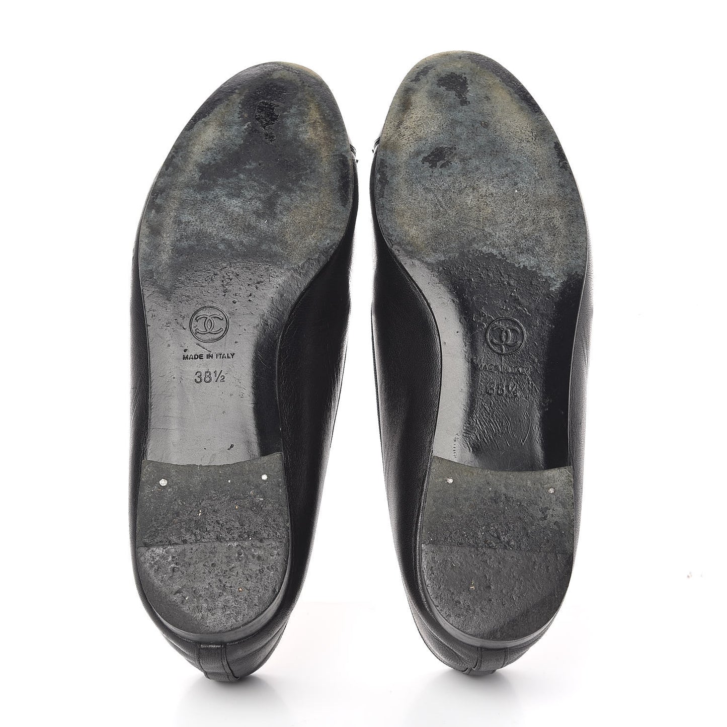 Lambskin Patent CC Cap Toe Ballerina Flats 38.5 Black