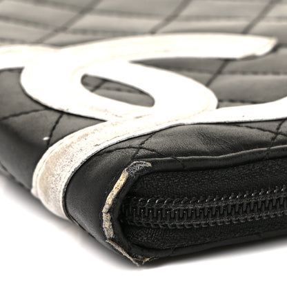 Chanel Calfskin Cambon Zip Around Organizer Wallet Black White 10 of 15
