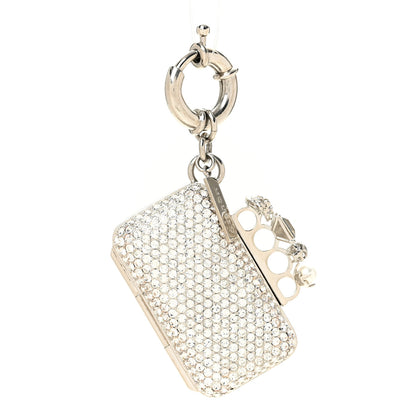 Alexander McQueen Brass Crystal Knuckle Clutch Charm Silver Palladium 1 of 5
