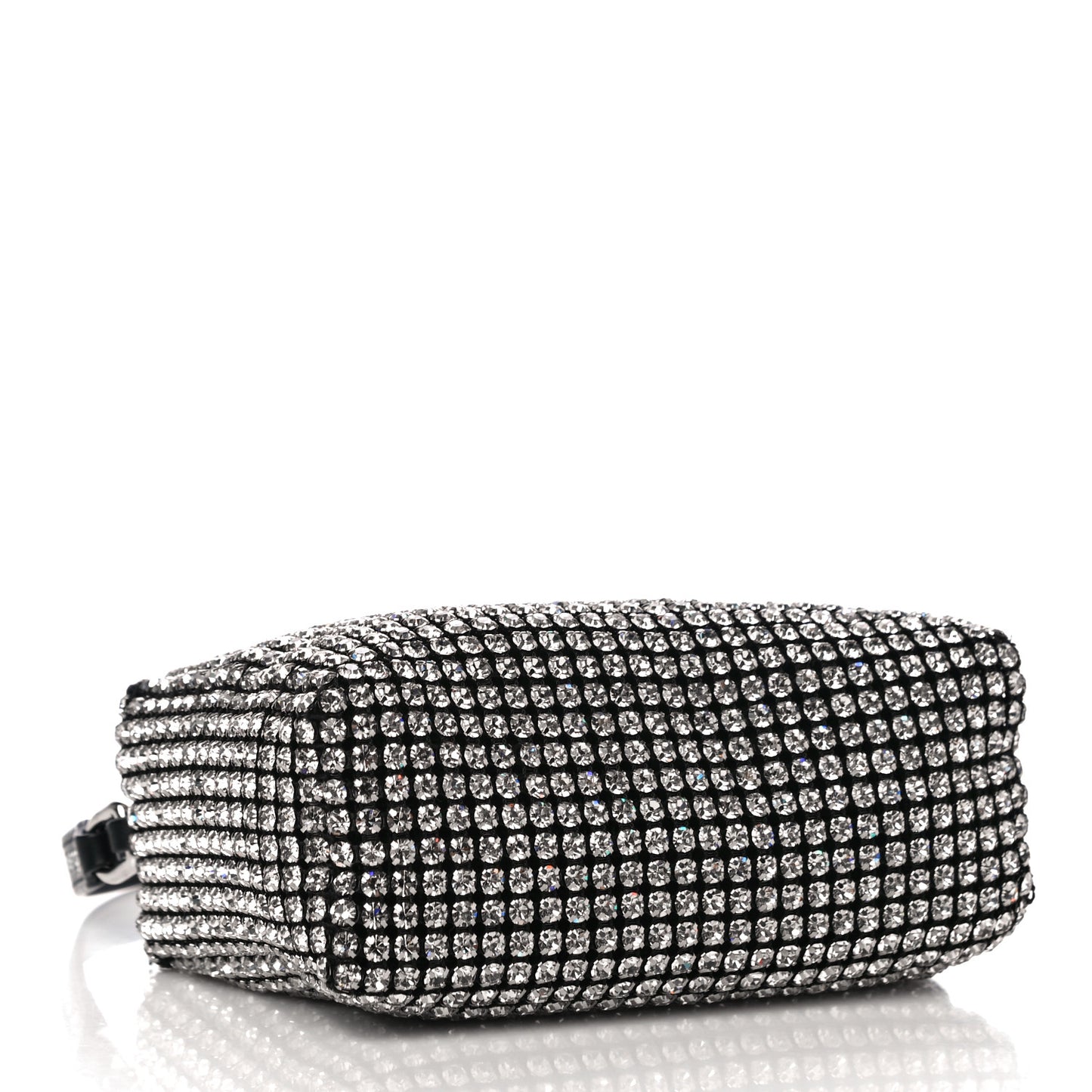 Mesh Crystal Rhinestone Mini Heiress Pouch Black Silver