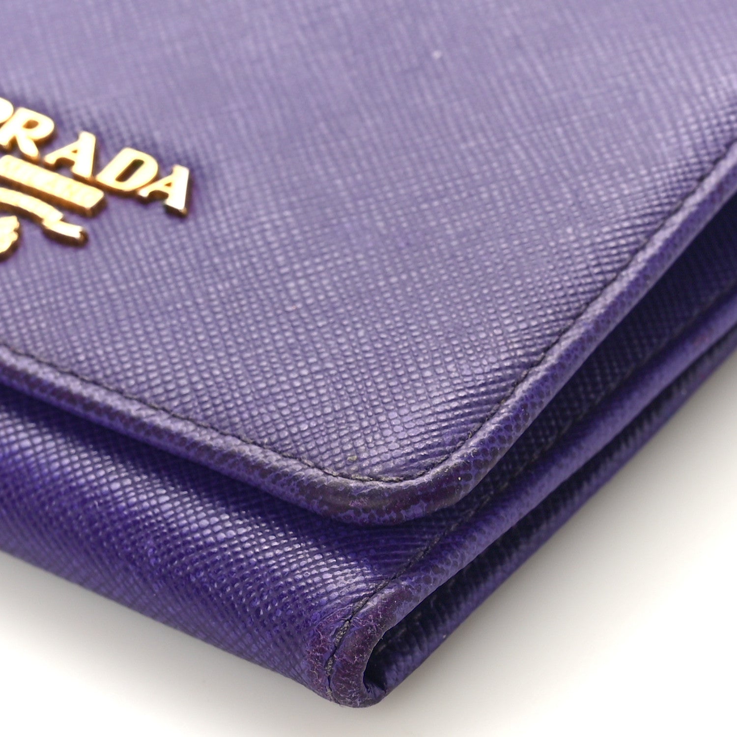 Prada Saffiano Metal Tri-Fold Compact Wallet Viola 7 of 10