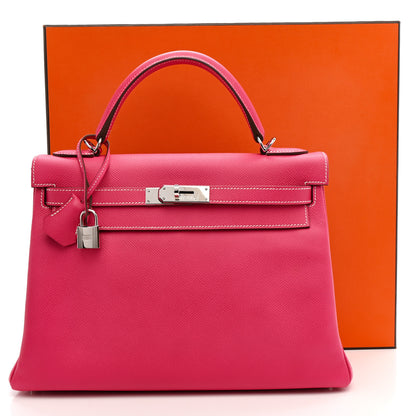 Hermes Epsom Candy Kelly Retourne 32 Rose Tyrien Rubis 11 of 11