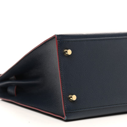 Hermes Epsom Contour Kelly Sellier 32 Bleu Indigo Rouge H 12 of 15