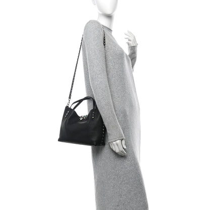 Valentino Garavani Grained Calfskin Small Rockstud Flip Lock Tote Black Rose Quartz 2 of 11