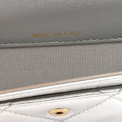 Chanel Metallic Goatskin Quilted Chanel 19 Flap Card Holder Silver 7 of 9