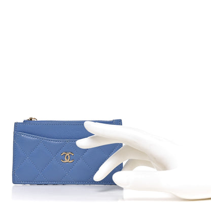 Chanel Caviar Quilted CC Zip Card Holder Blue 2 of 7