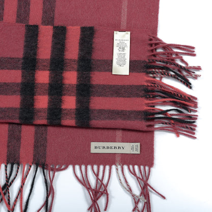 Burberry Cashmere Giant Heritage Check Fringe Scarf Rose Pink 5 of 5