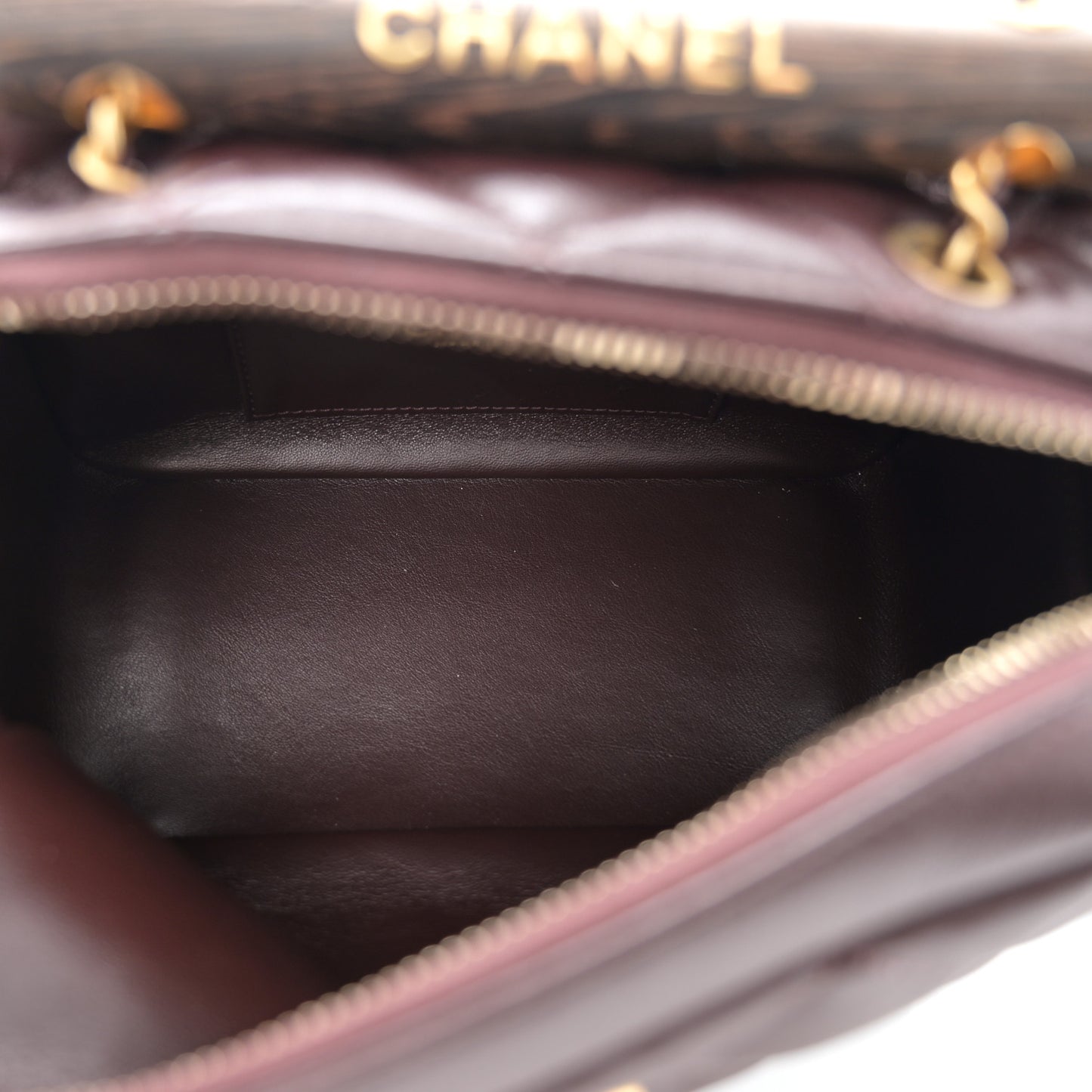 Lambskin Quilted Mini Wenge Wood Bowling Bag Burgundy