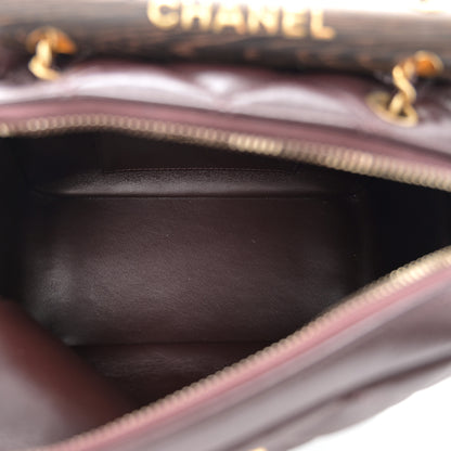 Chanel Lambskin Quilted Mini Wenge Wood Bowling Bag Burgundy 5 of 11