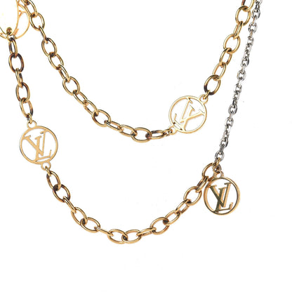 Louis Vuitton Logomania Sautoir Necklace Silver Gold 4 of 6