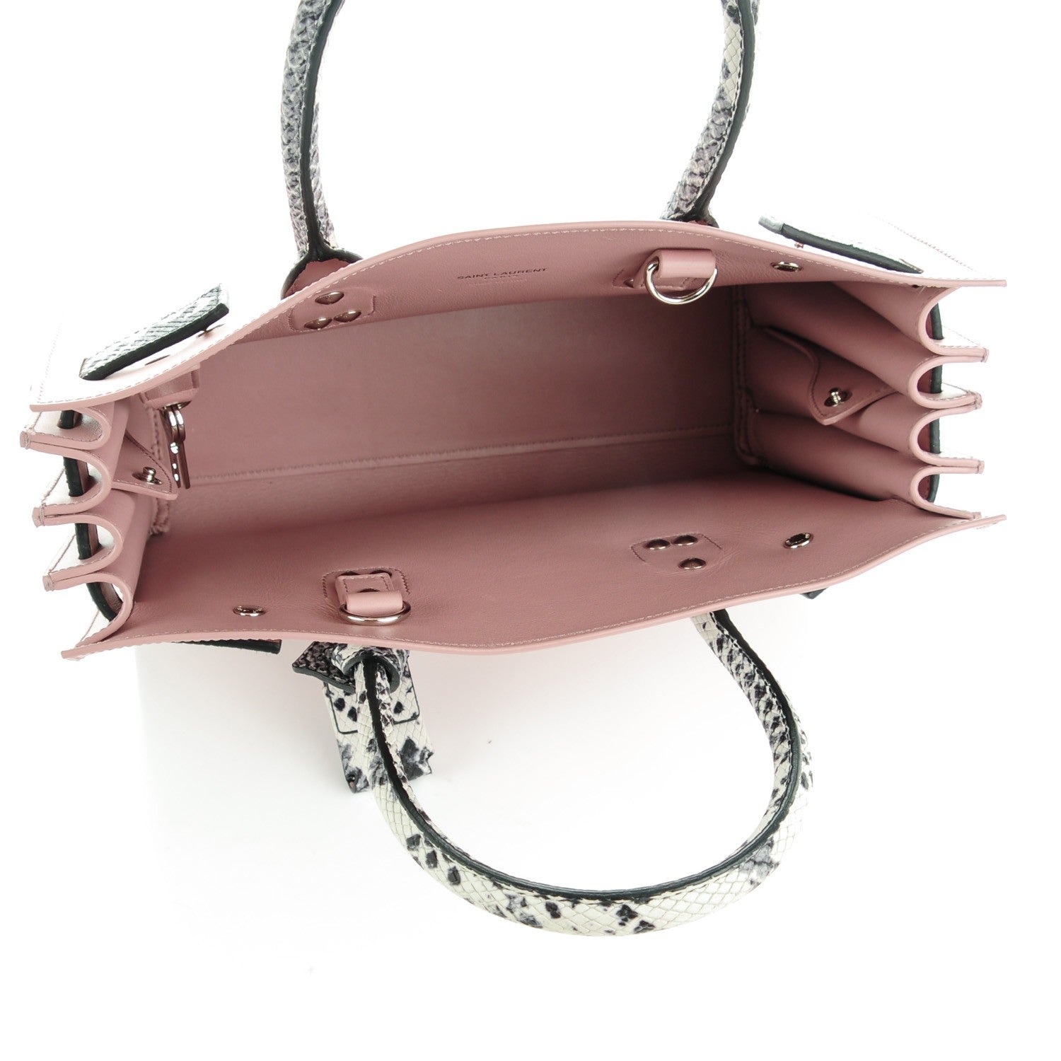 Saint Laurent Calfskin Embossed Python Baby Sac De Jour Powder Pink 6 of 9
