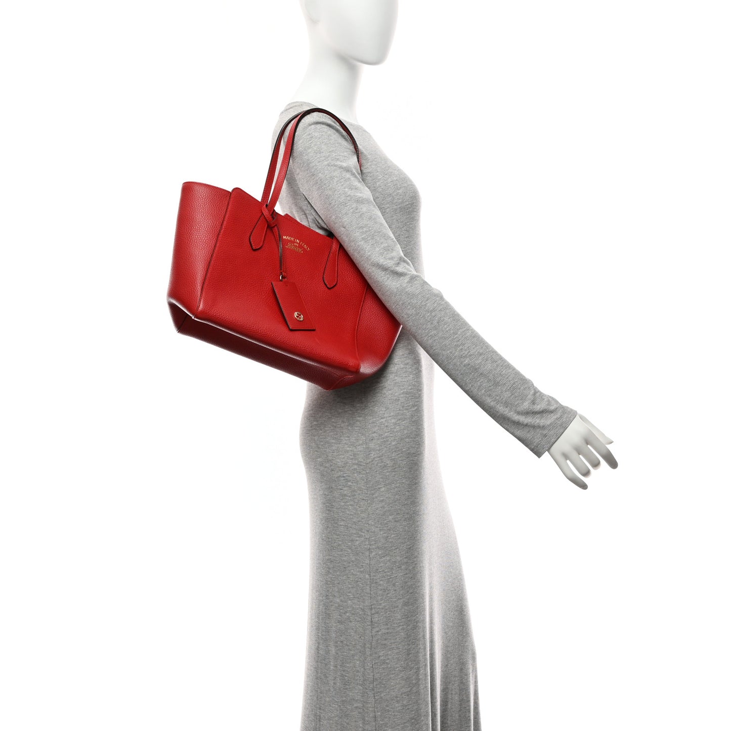 Dollar Calfskin Small Swing Tote Red