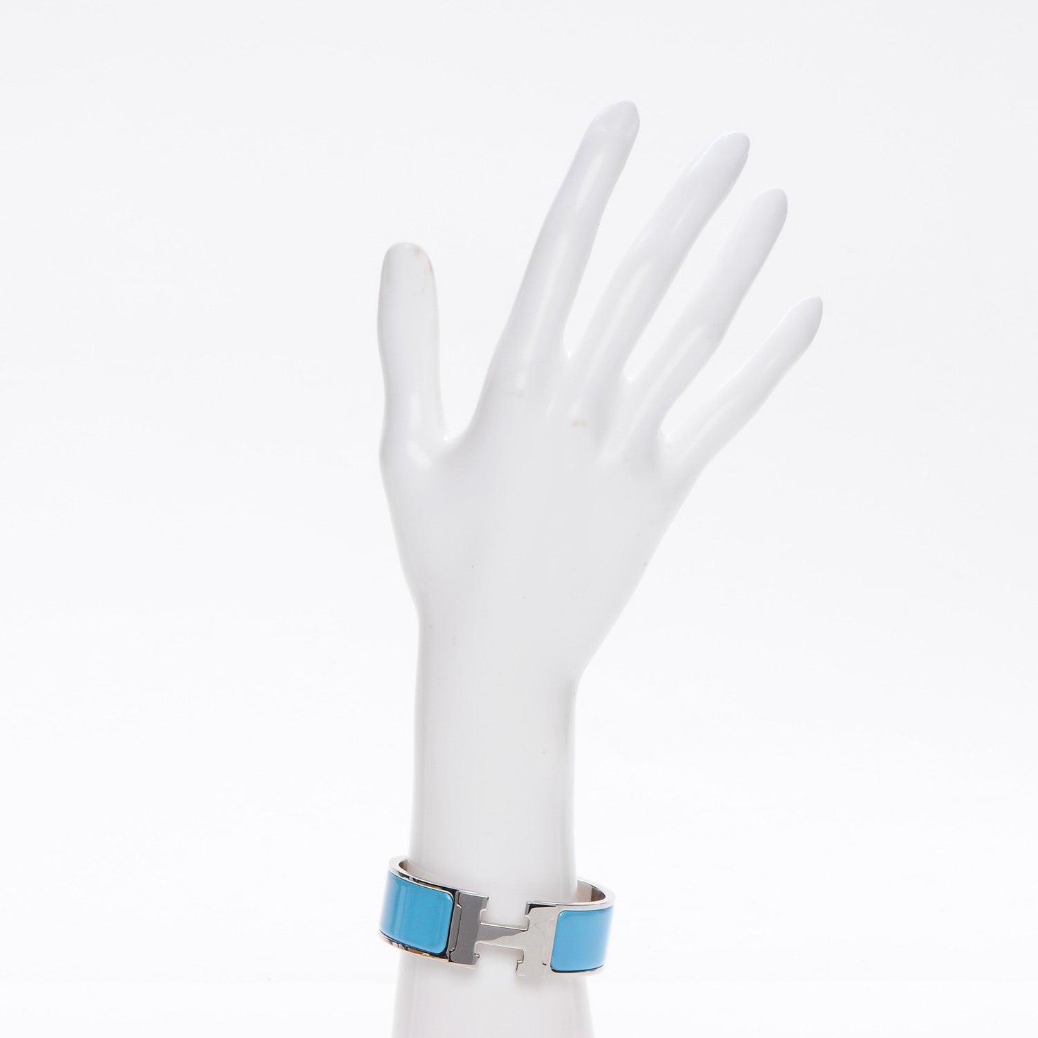 Hermes Enamel Clic Clac H Wide Bracelet PM Blue Jean 2 of 5