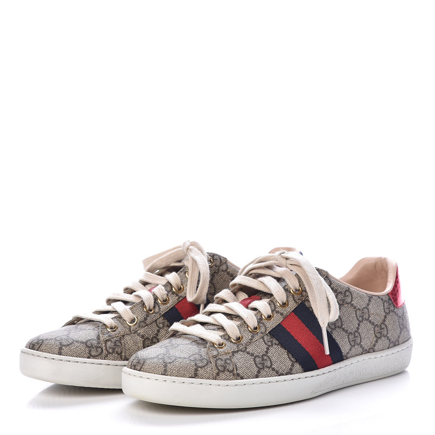 Gucci GG Supreme Monogram Womens Ace Low-Top Sneaker 38 Beige 3 of 8