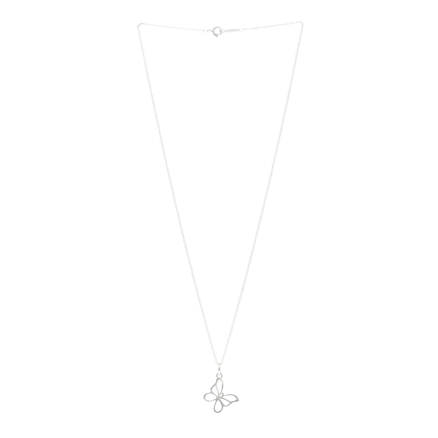 Tiffany Sterling Silver Butterfly Pendant Necklace 3 of 4