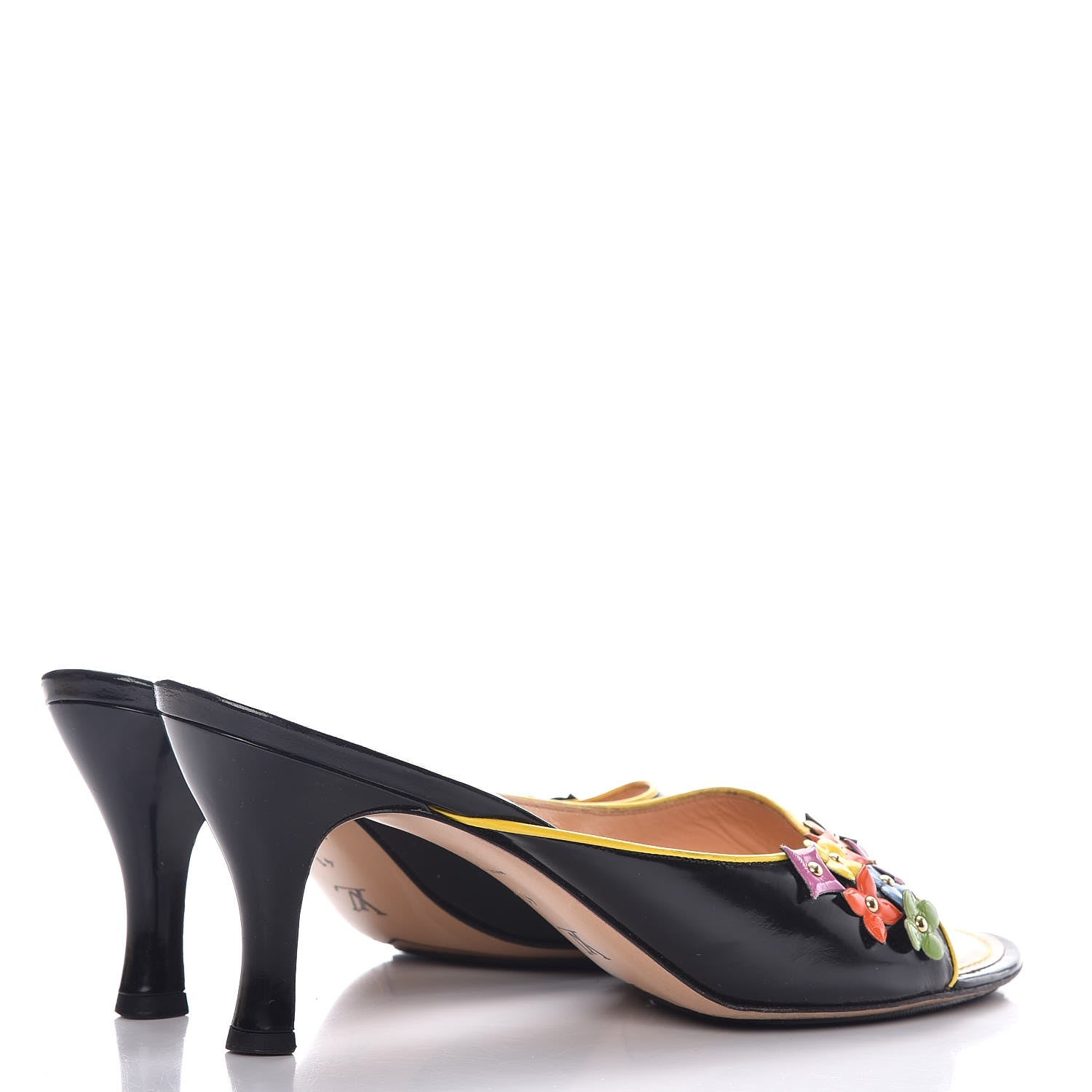 Louis Vuitton Glazed Calfskin Open Toe Mule Sandals 41 Black 4 of 15